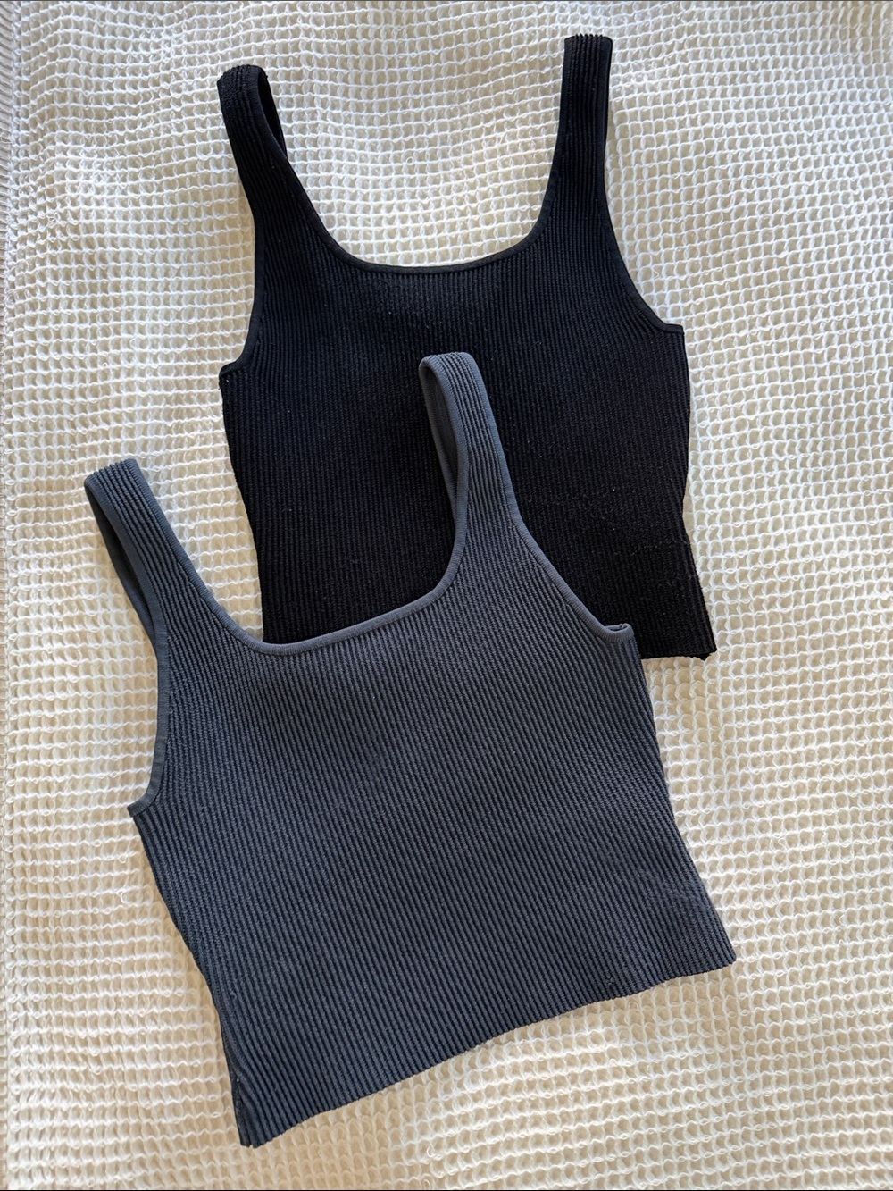 Women’s Ribbed Tank Top Bundle - Black and Charcoal